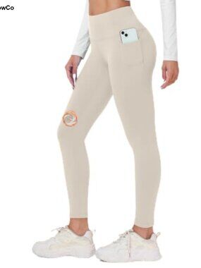 Fleece Lined Leggings with Pockets Thermal Winter Tights